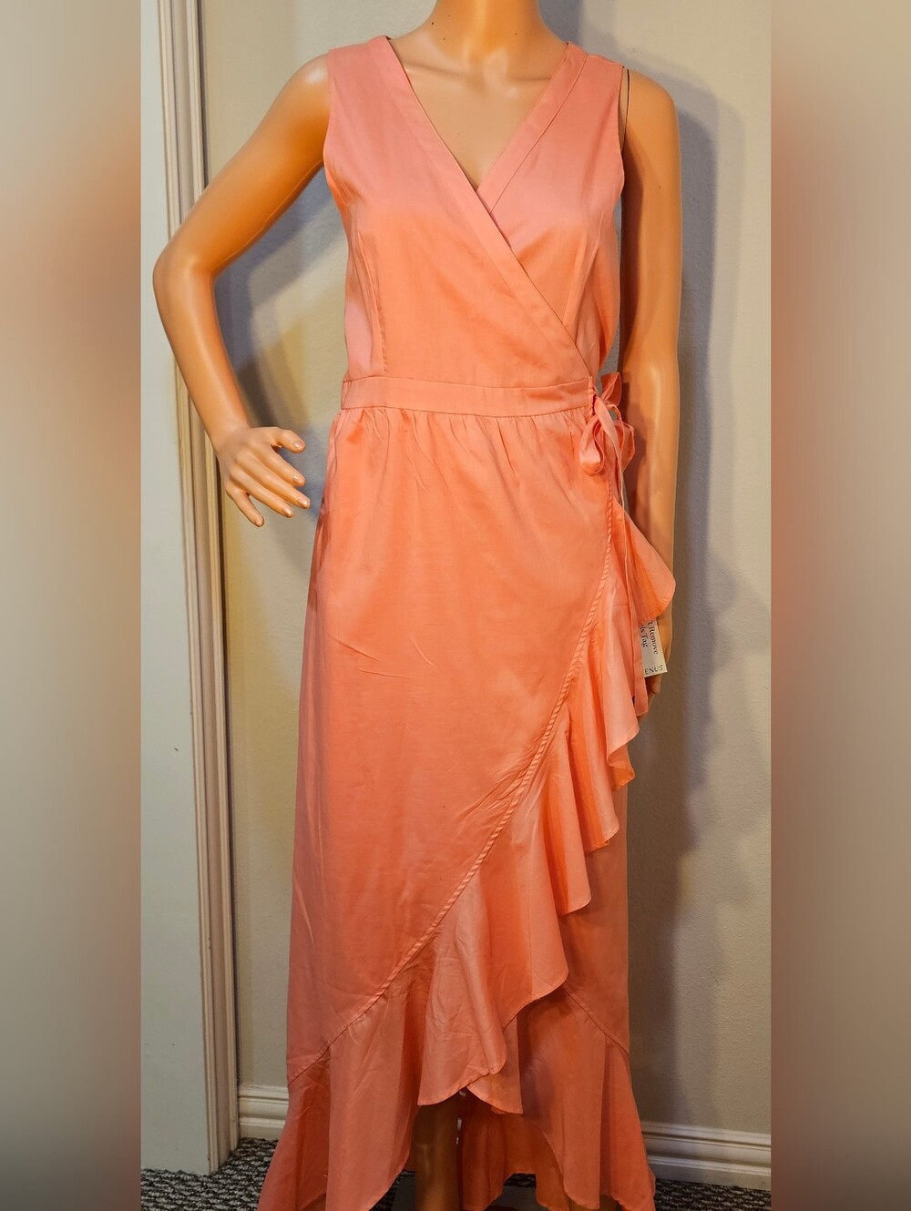 Venus Coral High-Low Maxi Wrap Dress Size 12